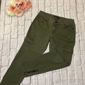 Poured in Blue Army Green Cargo Skinny Jeans